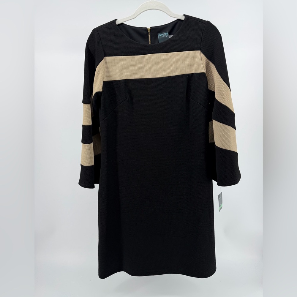 NWT Gabby Skye Black and Tan Long Sleeve Dress, Women's 8